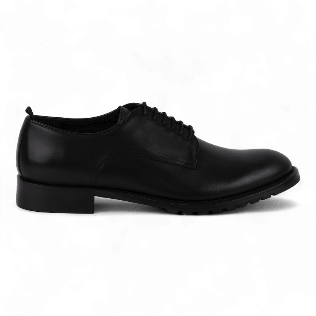 Men's Leather Lace Up Dress Shoes, Perfect for the Office in All Black (Democritus Style) - Wear Sierra