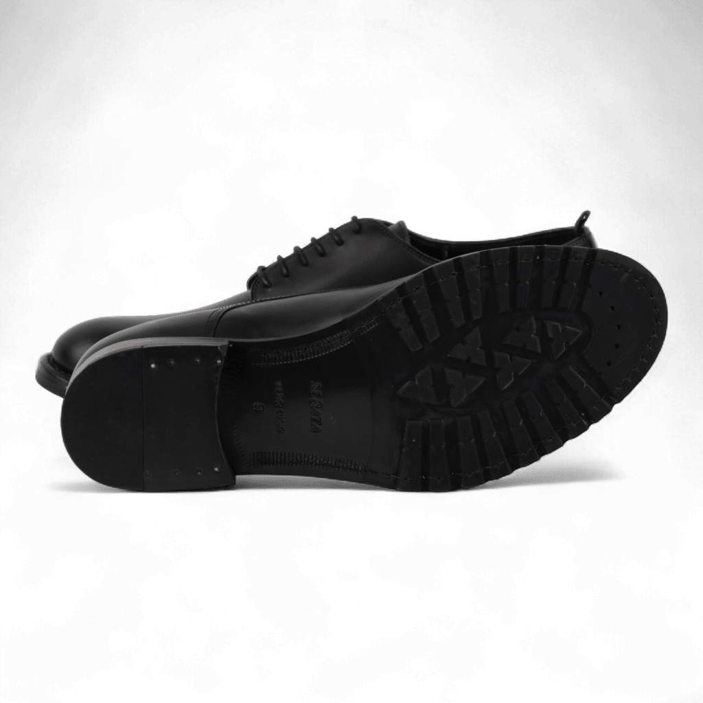 Men's Leather Lace Up Dress Shoes, Perfect for the Office in All Black (Democritus Style) - Wear Sierra