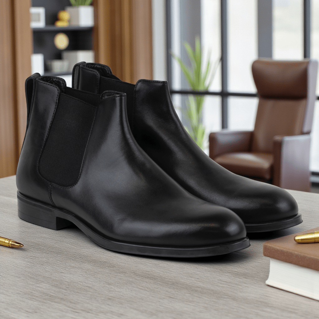 Men's Leather Slip on Ankle Boots in Brown or Black (Plato Style) - Wear Sierra
