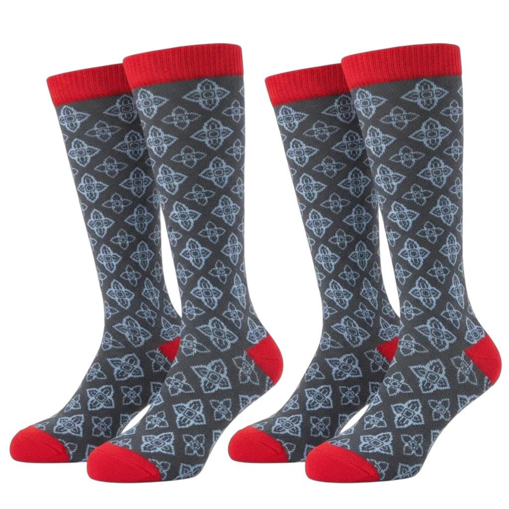 Men's Light Compression Knee High Socks - Great for Travel, Achy Tired Legs for Shoe Size 10-13 and Big & Tall Shoe Size 13-15 - Wear Sierra
