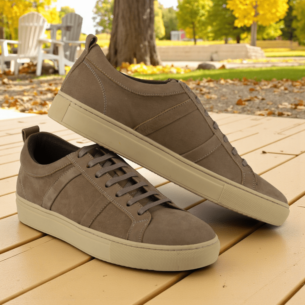 Men's Nubuck Leather Sneakers - Perfect for Casual Wear (Spinoza Style) - Wear Sierra