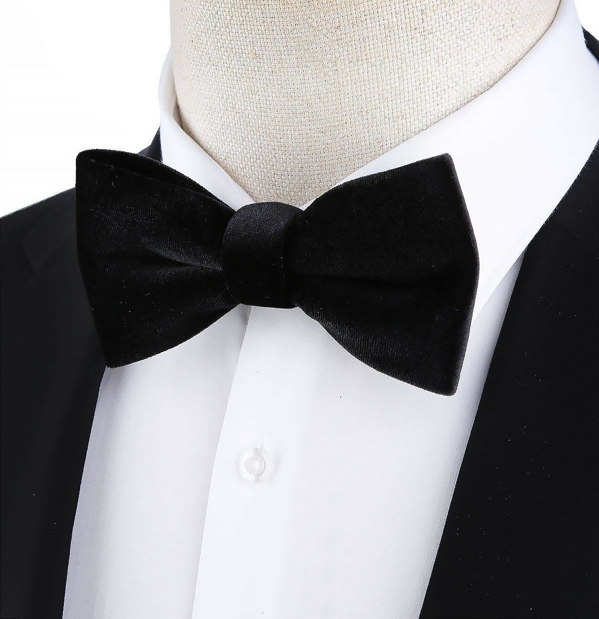 Men's Pre-Tied Stylish Black Velvet Bow Tie-For Wedding, Prom and Special Events, For Him - Wear Sierra