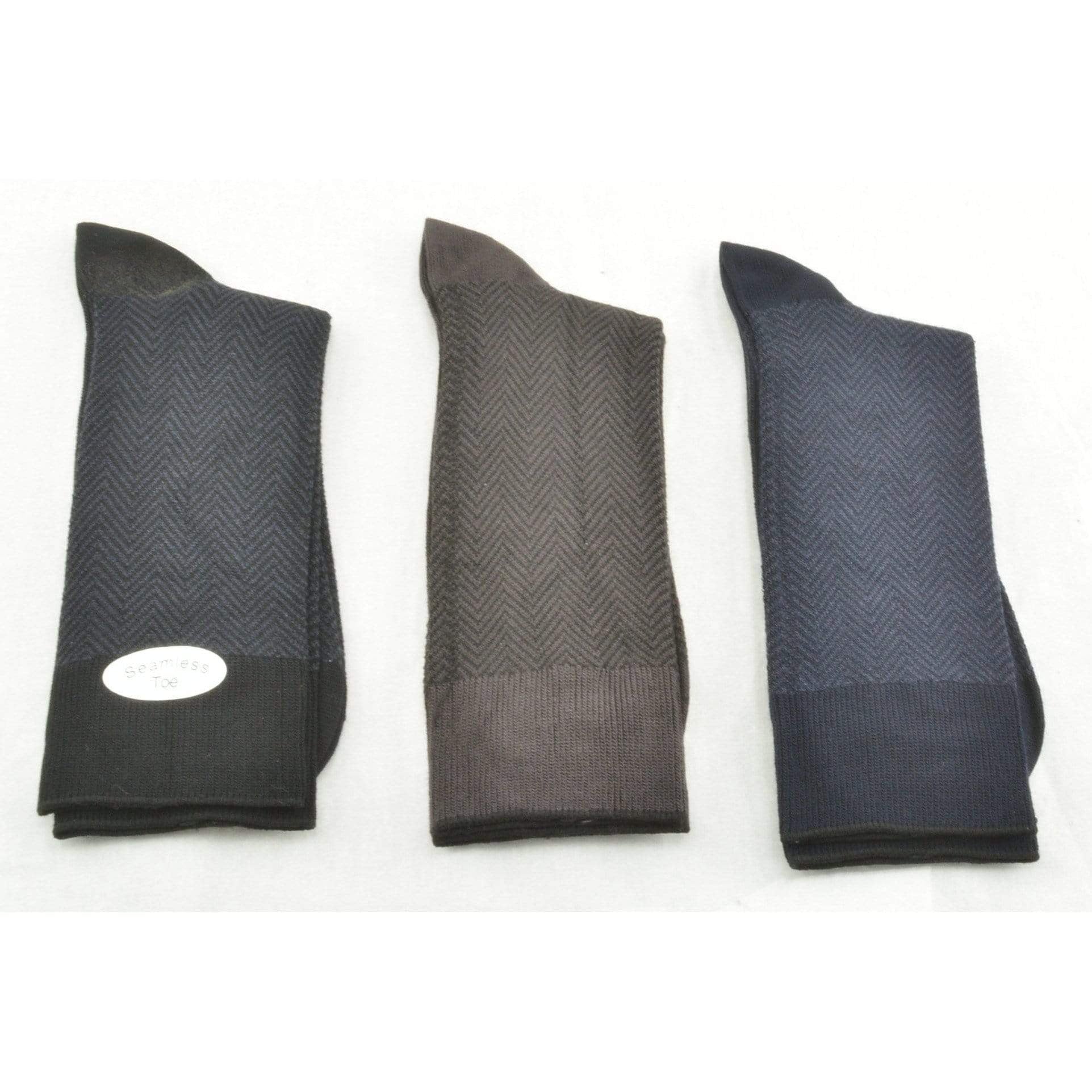 Men's Socks Dark Herringbone Design Crew 3 Pair Packs - Wear Sierra