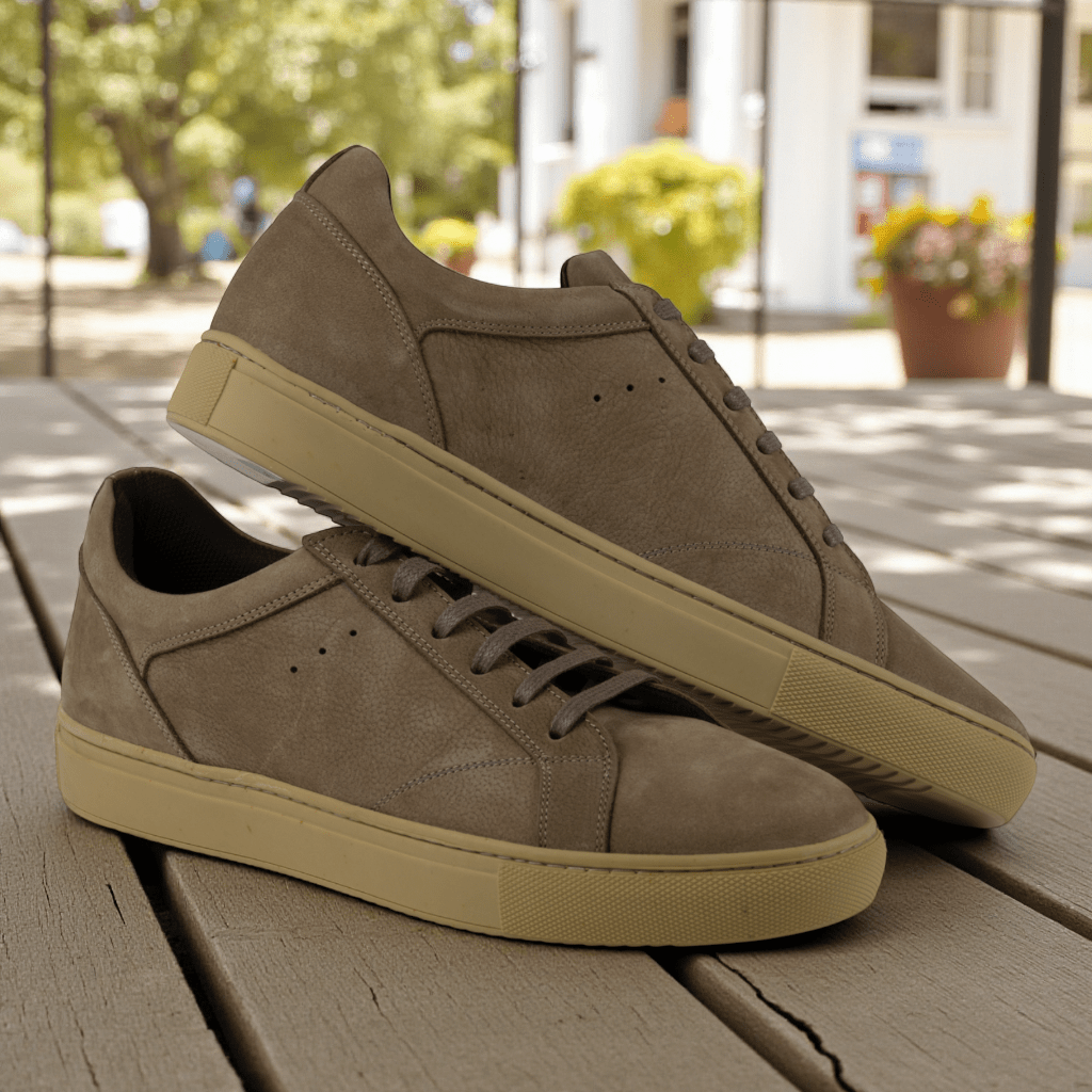 Men's Stylish Nubuck Leather Sneakers - Great for Casual Wear (Zinn Style) - Wear Sierra