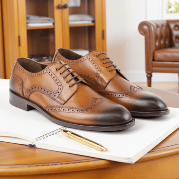 Men's Wingtip Dress Shoes in All Leather (Plotinus Style) - Wear Sierra