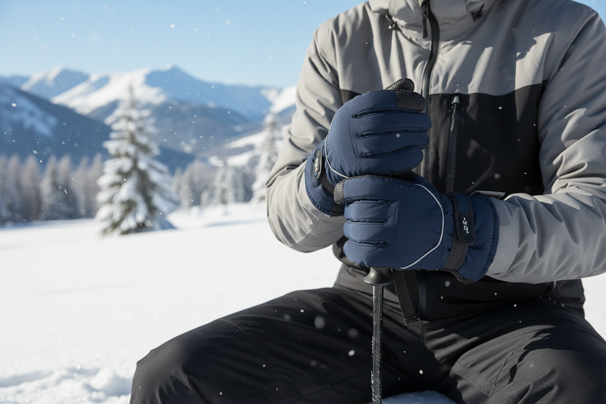 Men's Waterproof Winter Gloves – Warm, Adjustable, Custom Wrist Strap & Anti-Slip Grip