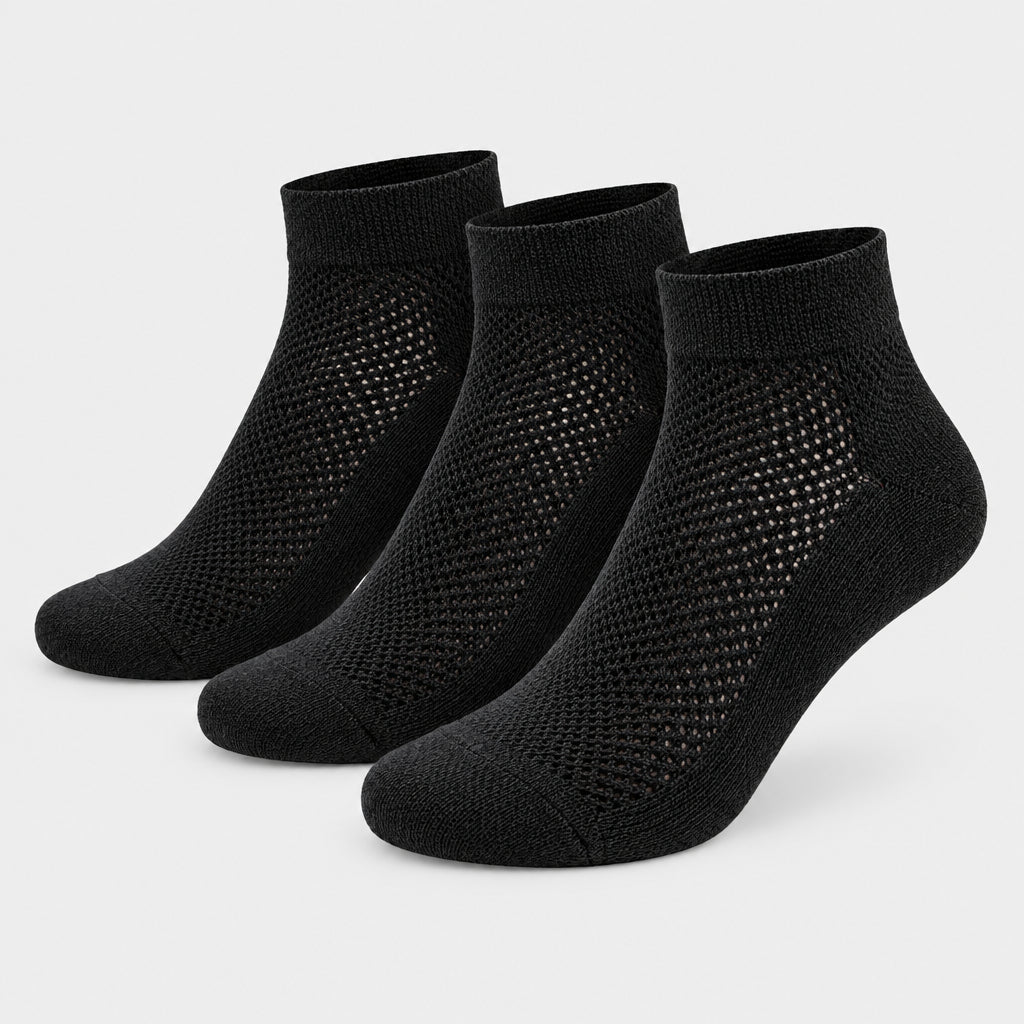 Men’s & Women’s Performance Ankle Socks – COOLMAX® Breathable Black Anklet Socks, 3-Pack - Wear Sierra