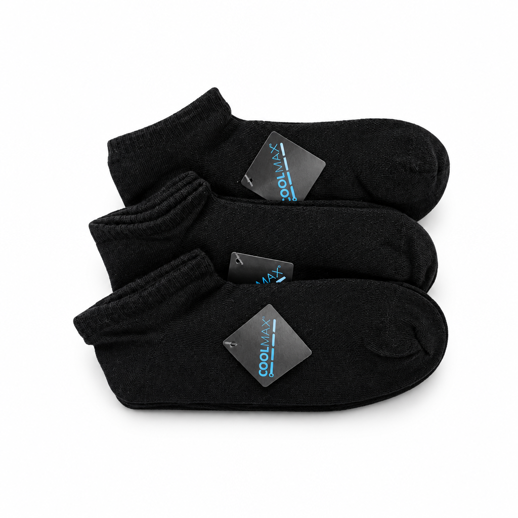 Men’s & Women’s Performance Ankle Socks – COOLMAX® Breathable Black Anklet Socks, 3-Pack - Wear Sierra
