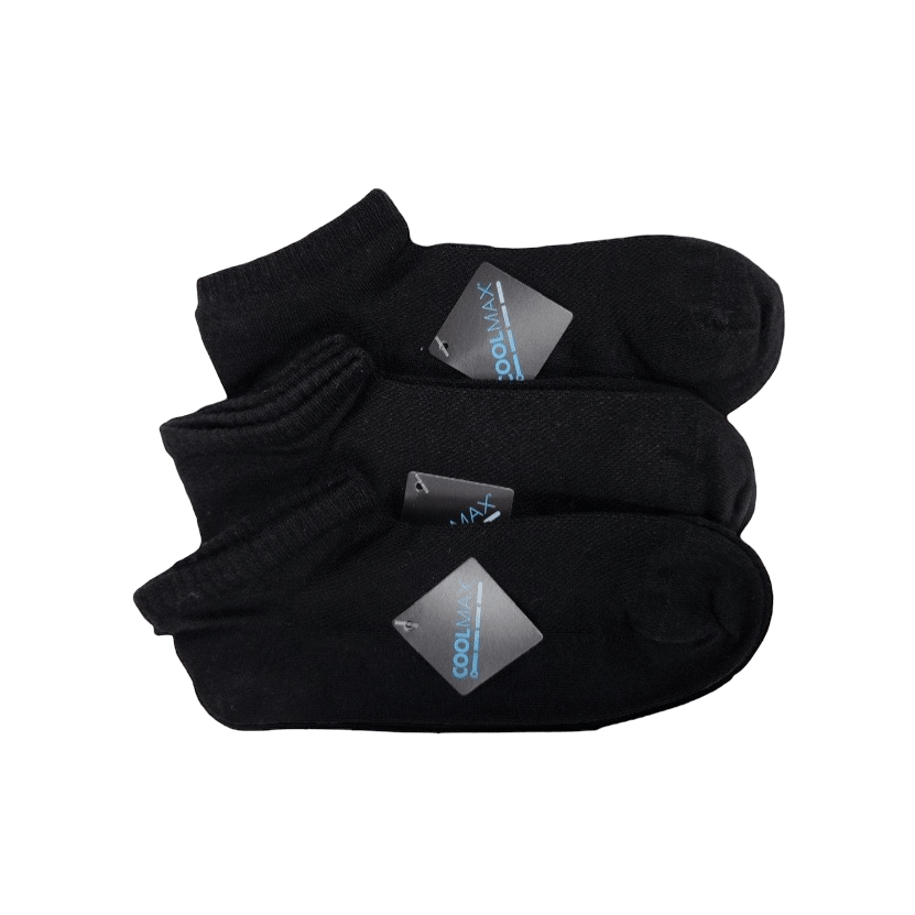Men’s & Women’s Performance Ankle Socks – COOLMAX® Breathable Black Anklet Socks, 3-Pack - Wear Sierra