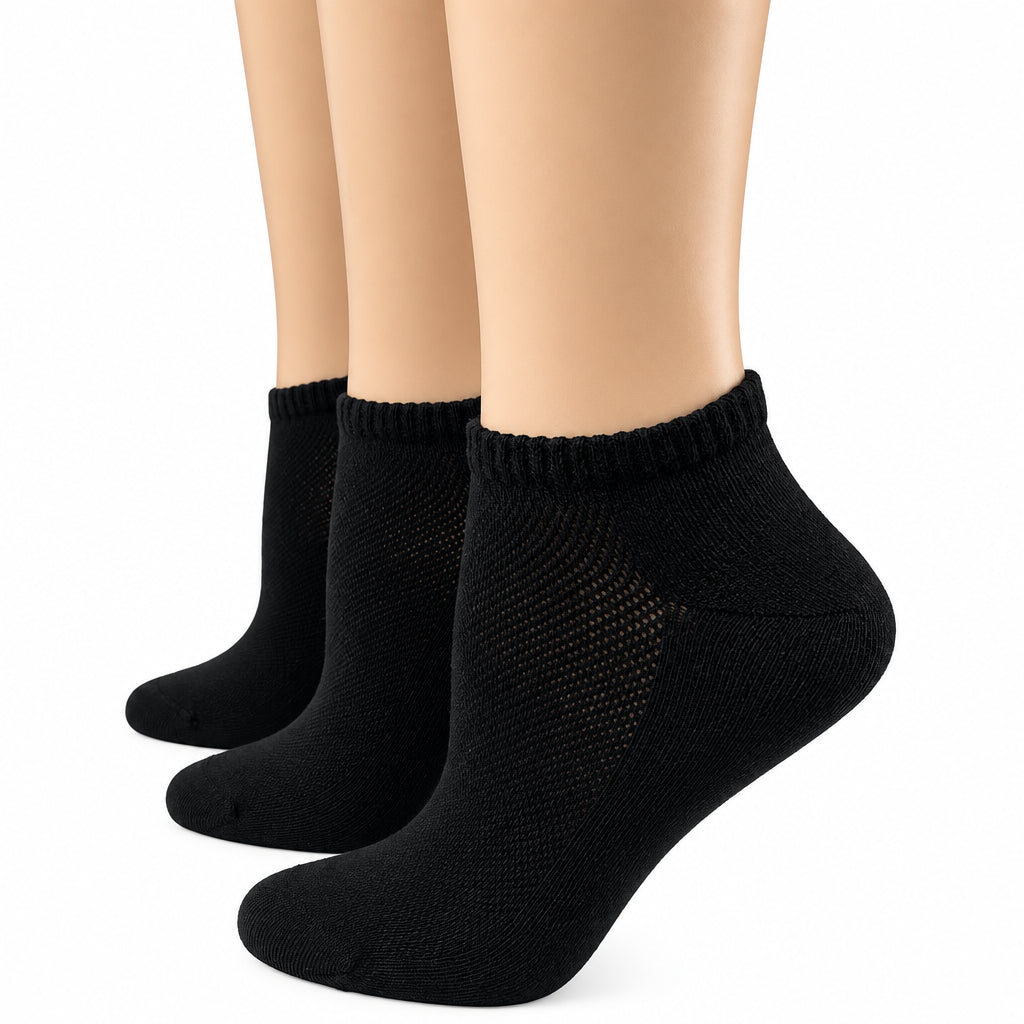 Men’s & Women’s Performance Ankle Socks – COOLMAX® Breathable Black Anklet Socks, 3-Pack - Wear Sierra
