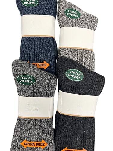 Men's Wool Crew Socks with Extra Wide Calf - Great for Outdoors - Wear Sierra