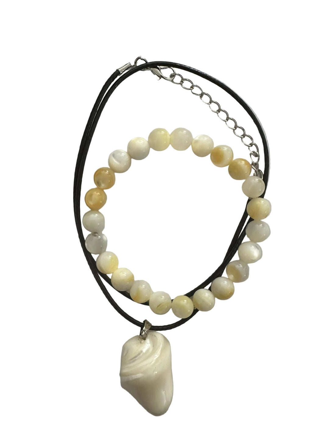 Mother of Pearl Natural Stone Bracelet with Matching Necklace - Wear Sierra