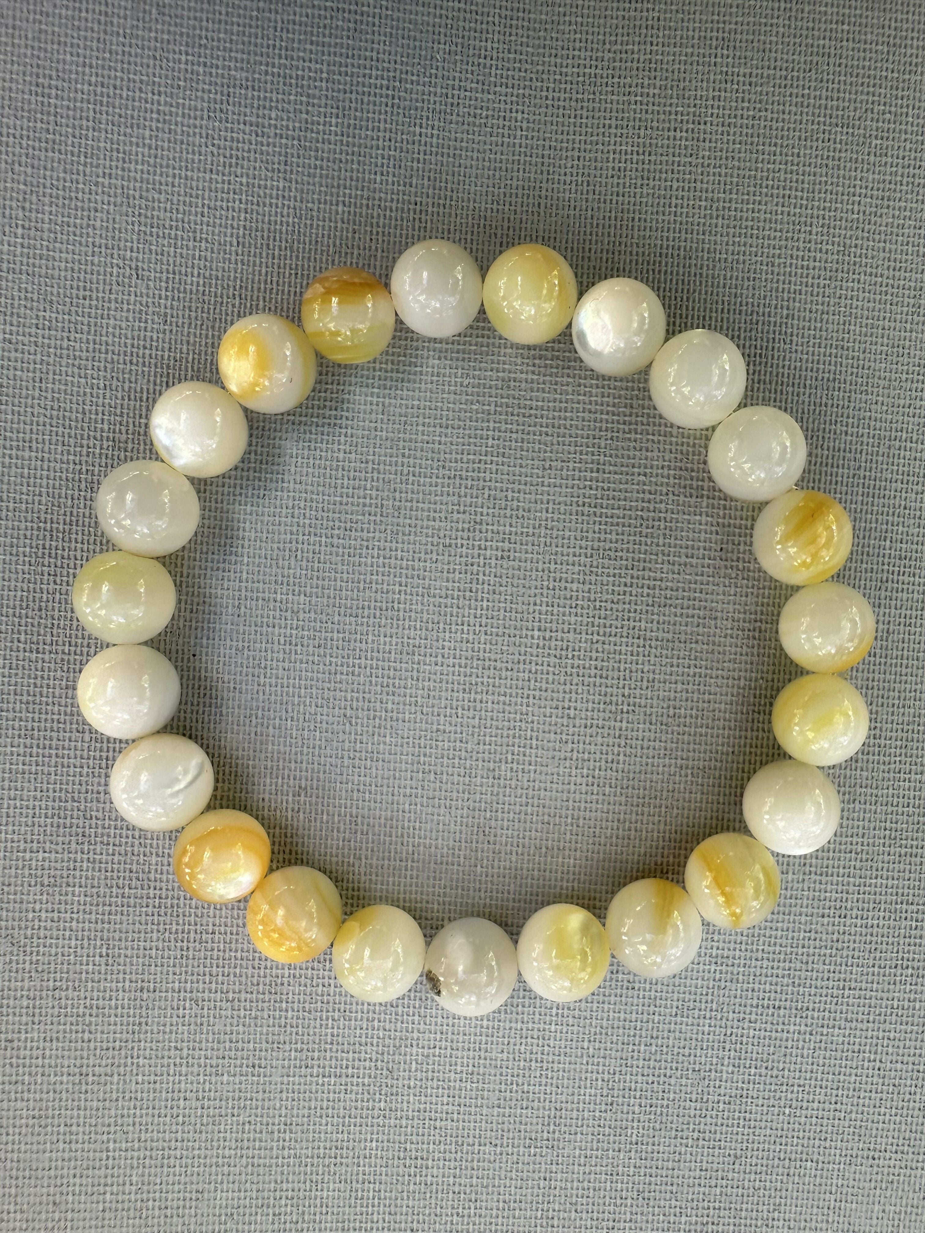 Mother of Pearl Natural Stone Bracelet with Matching Necklace