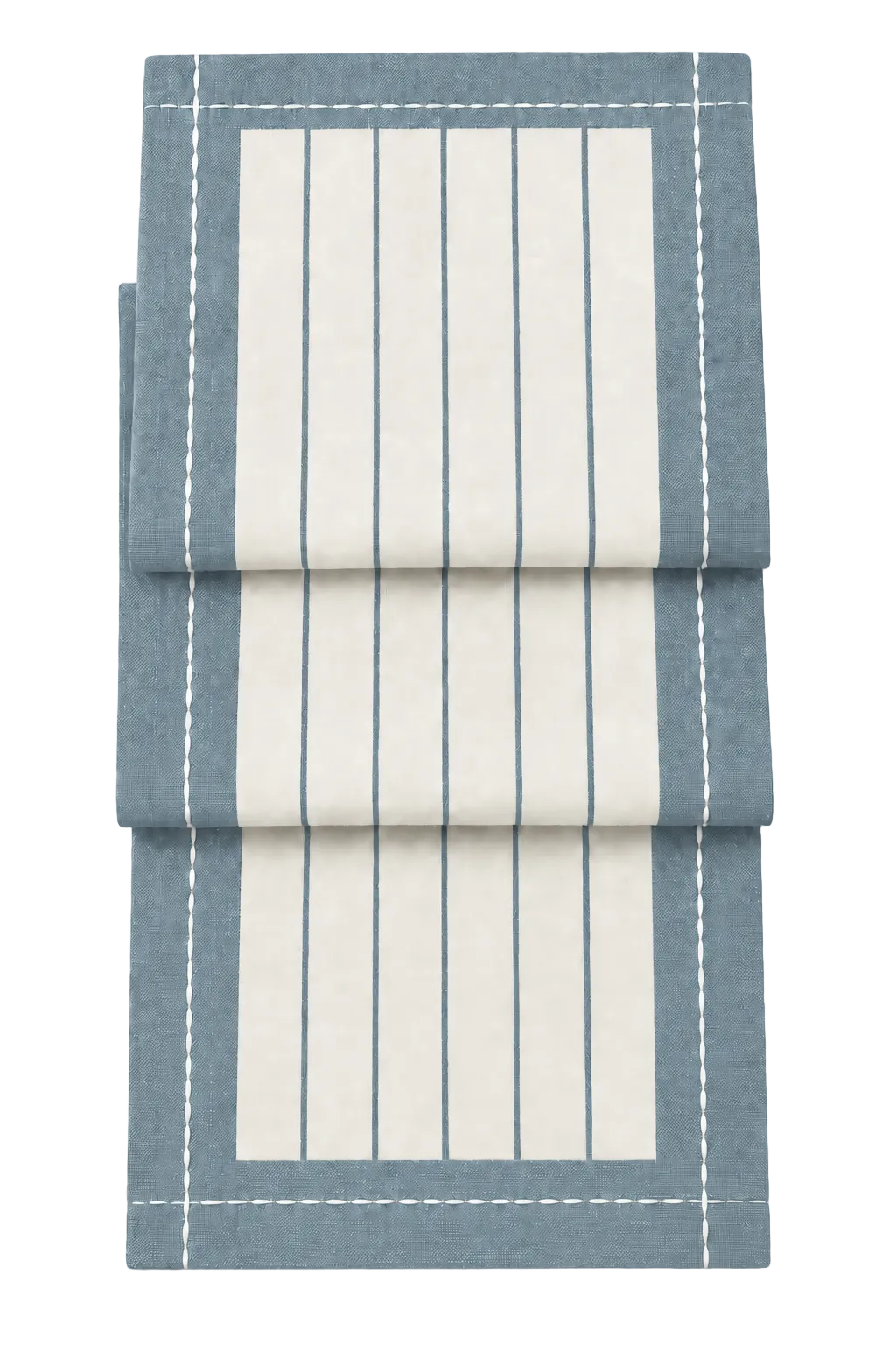 French Blue & Ivory Striped Water-Repellent Turkish Cotton Table Runner – Coastal & Timeless Style