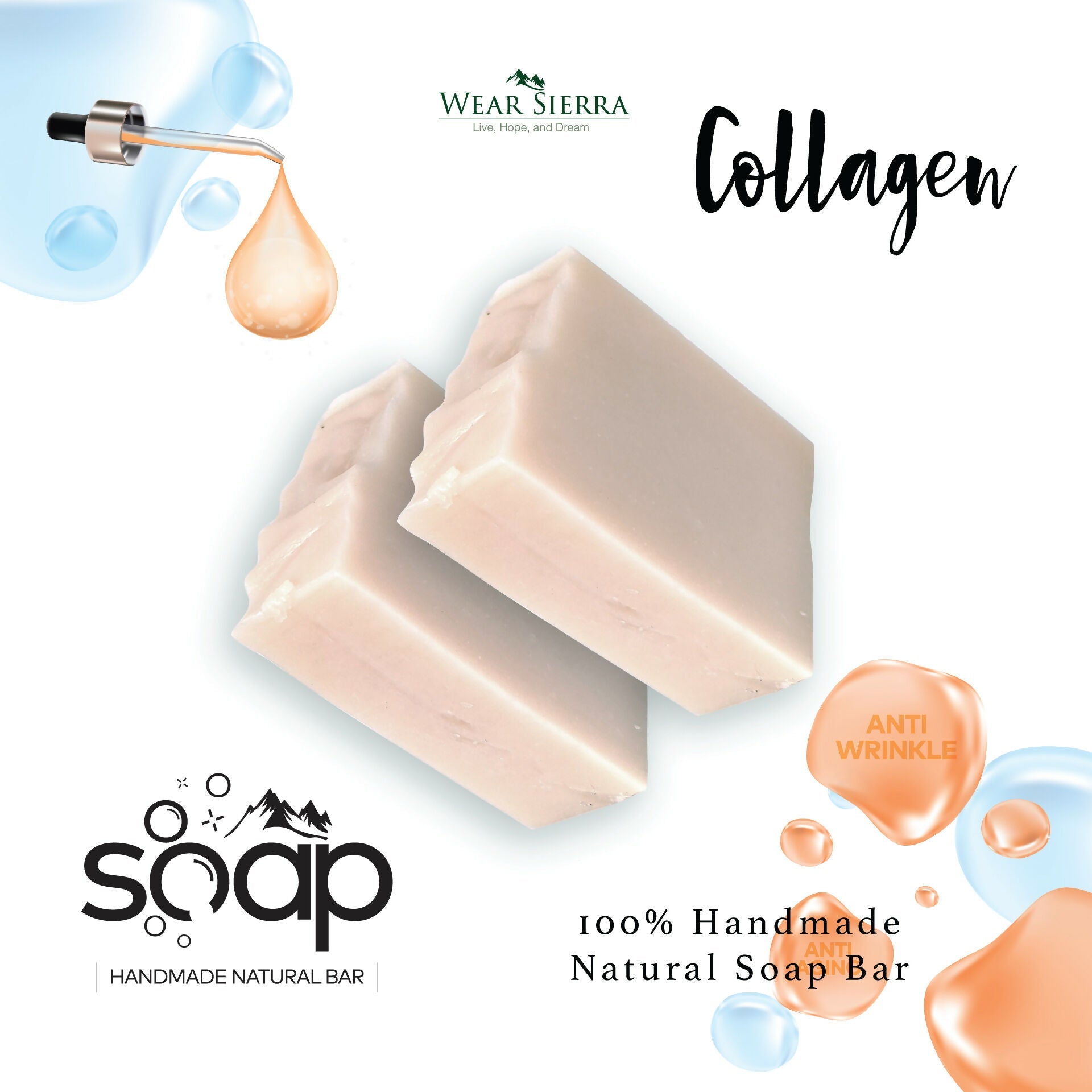Natural, Handmade Collagen Soap Bar Pack Of 2, Naturally Anti-Aging Beauty Bars, Gift For Herhandmade - Wear Sierra