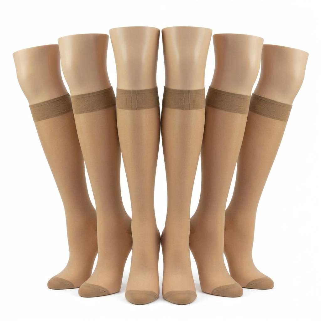 Women's Sheer Knee High Stockings – 6-Pair Pack