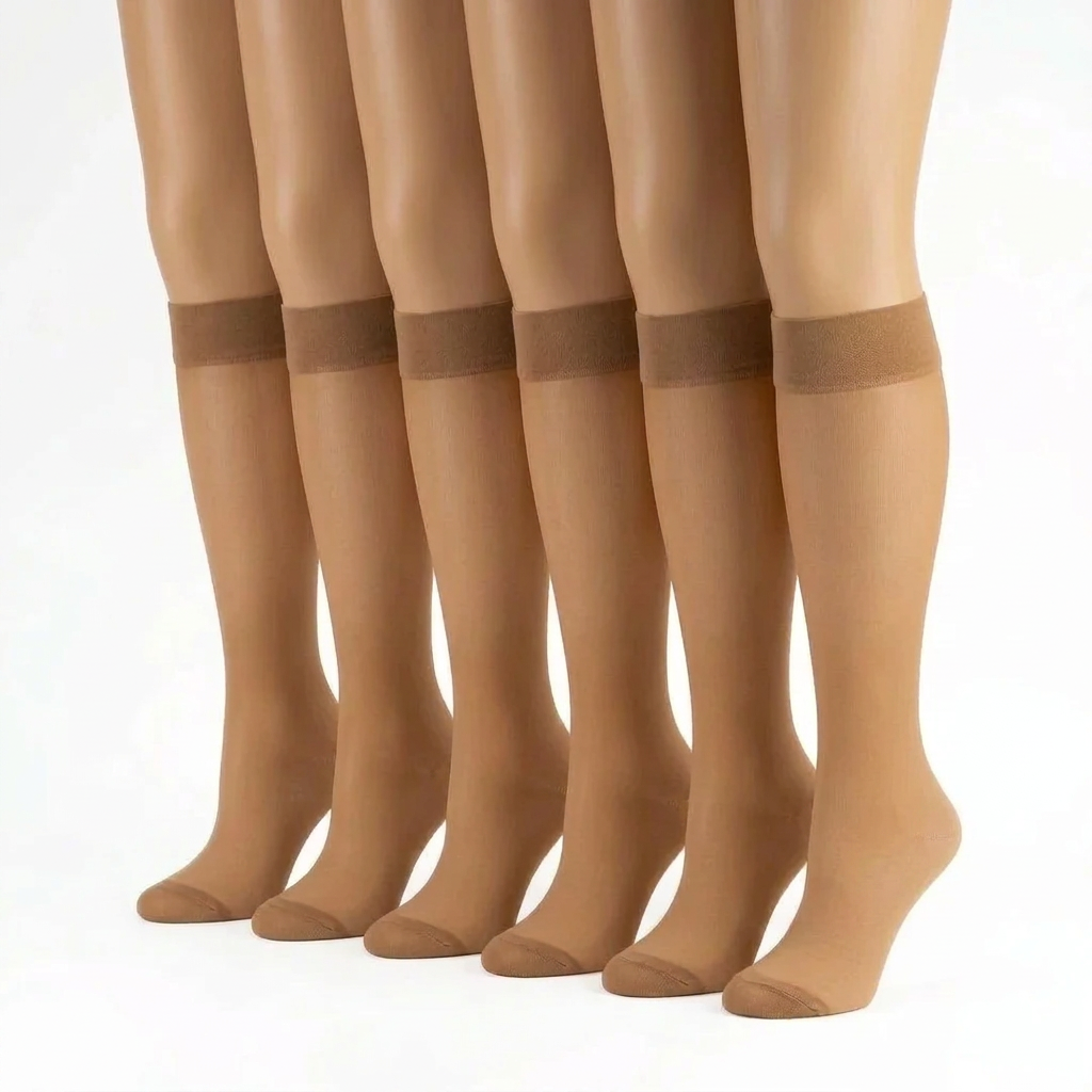 Women's Sheer Knee High Stockings – 6-Pair Pack