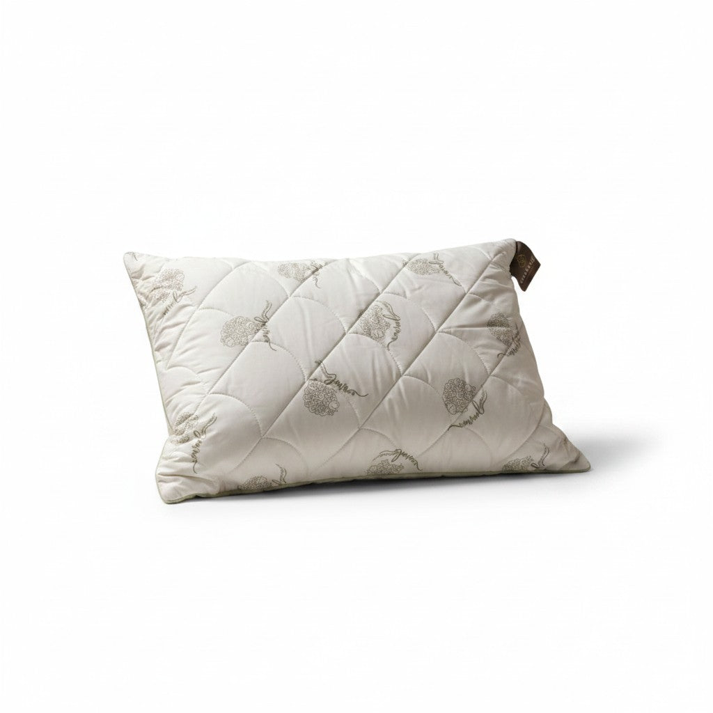 100% New Zealand Wool Filled Duvetta Pillow Natural Bed Pillow with Protector Cover Standard Size (20" × 28") Hypoallergenic & Breathable - 1 Pillow