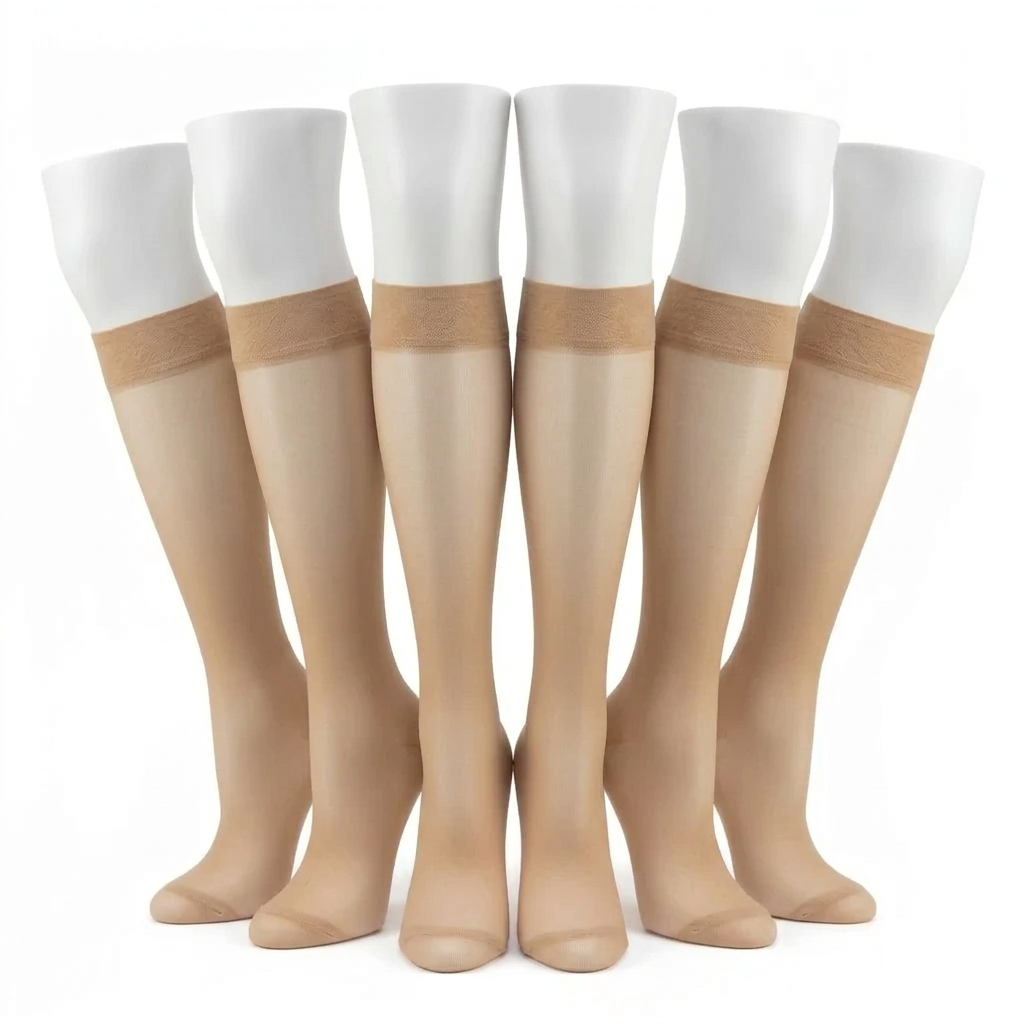 Women's Sheer Knee High Stockings – 6-Pair Pack