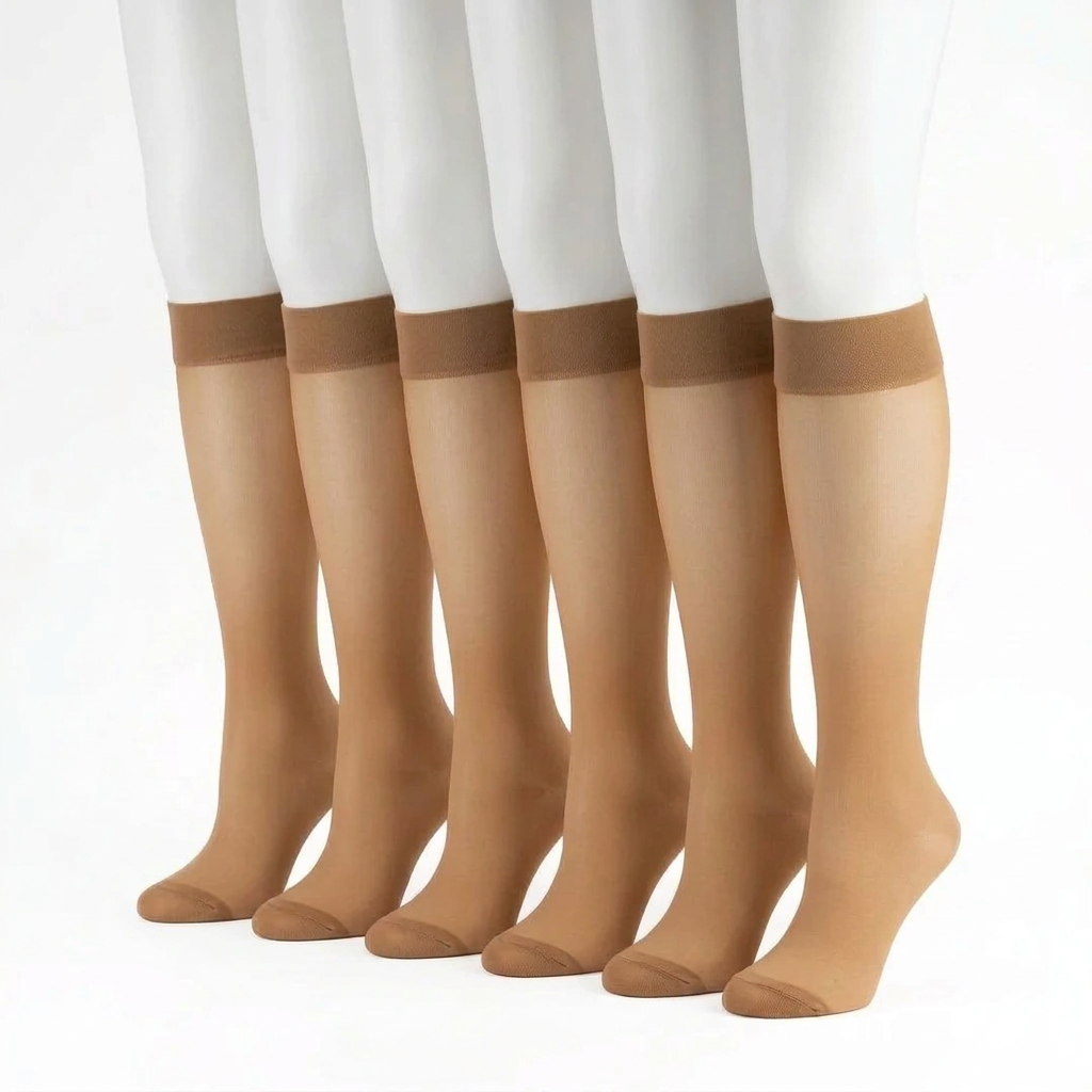 Women's Sheer Knee High Stockings – 6-Pair Pack