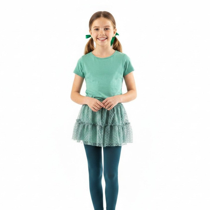 Nylon Tights for Girls in Green - Perfect for School Uniforms, Dance in 1 Pair Packs - Wear Sierra