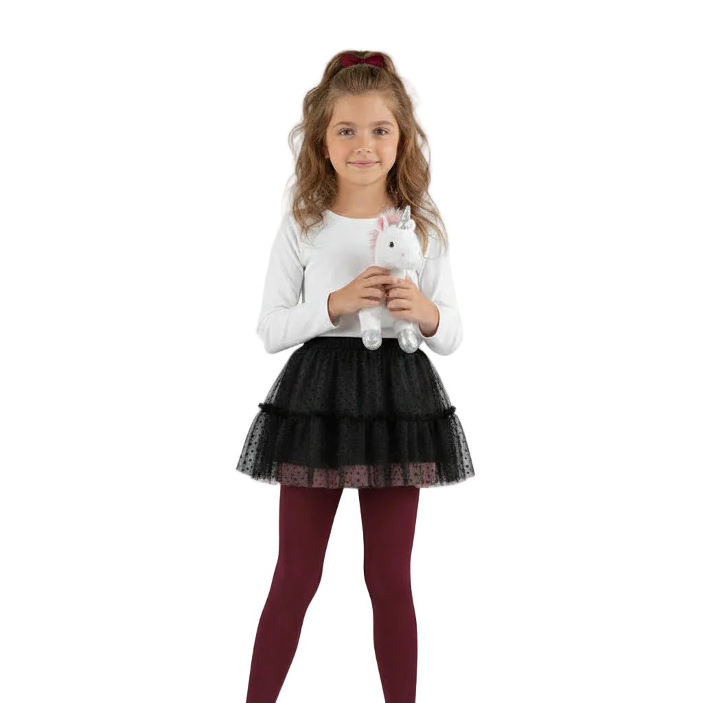 Nylon Tights for Girls in Maroon - Perfect for School Uniforms, Dance in 1 Pair Packs - Wear Sierra