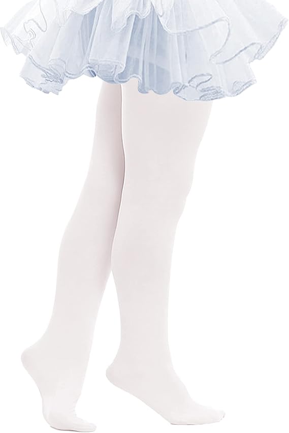 Nylon Tights for Girls in White - Perfect for School Uniforms, Dance in 1 Pair Packs - Wear Sierra