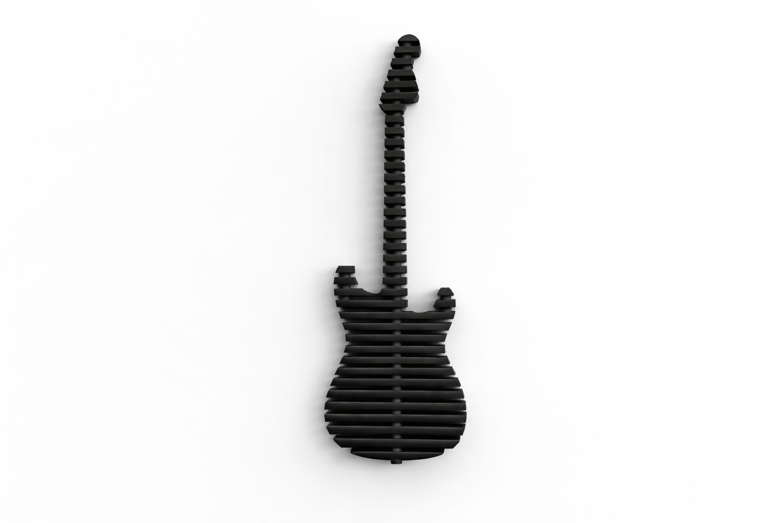 Parametric 3D Black Guitar Wall Decor Modern Sculptural Wall Art Contemporary Architectural Wall Decor for Living Room, Office & Commercial Interiors - Wear Sierra
