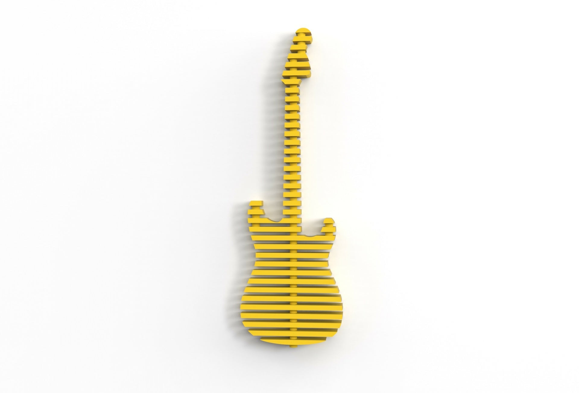 Parametric Yellow 3D Guitar Wall Decor Modern Sculptural Wall Art Contemporary Architectural Wall Decor for Living Room, Office & Commercial Interiors - Wear Sierra