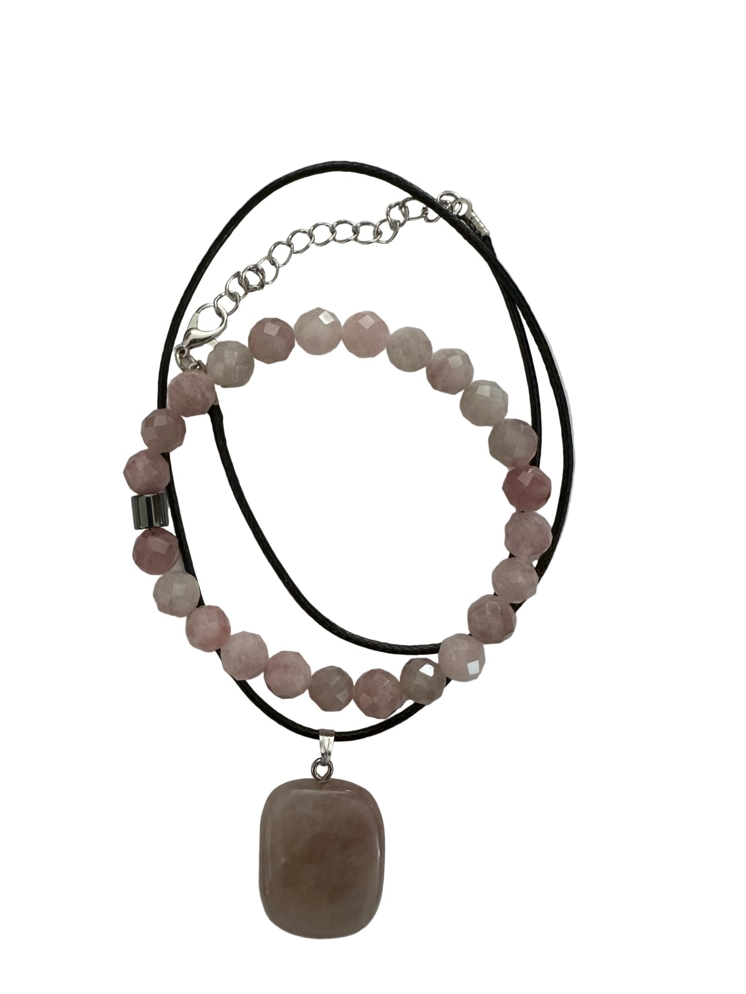 Pink Quartz Natural Stone Bracelet with Matching Necklace - Wear Sierra