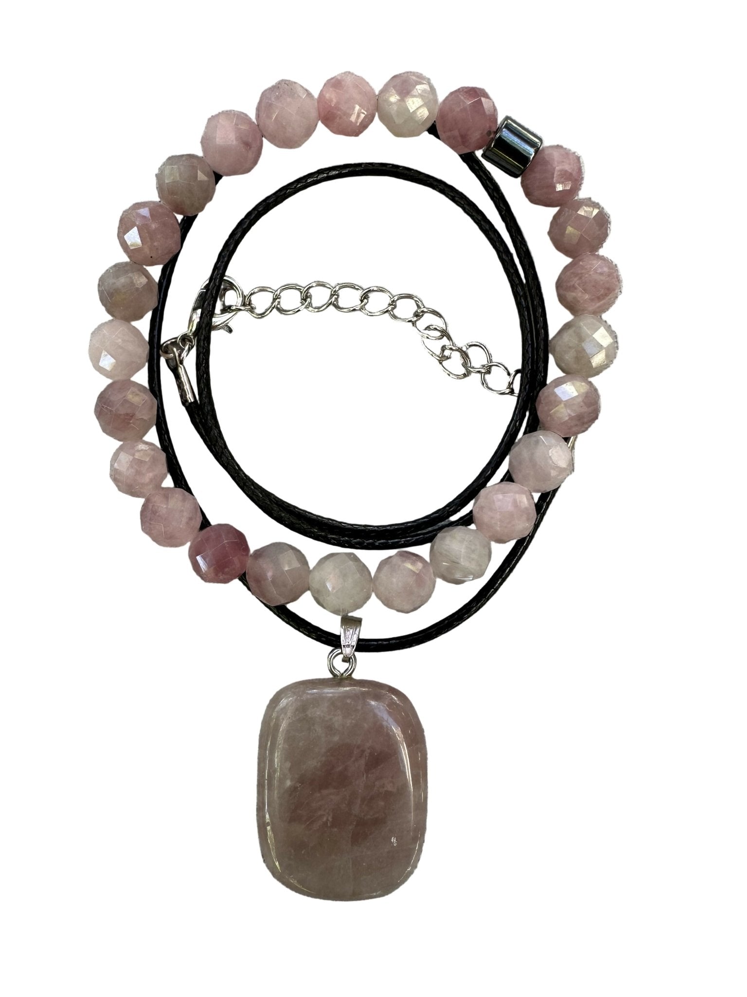 Pink Quartz Natural Stone Bracelet with Matching Necklace - Wear Sierra