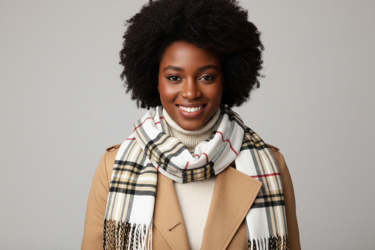 Plaid Scarf for Men & Women – Soft Lightweight Rayon Scarf