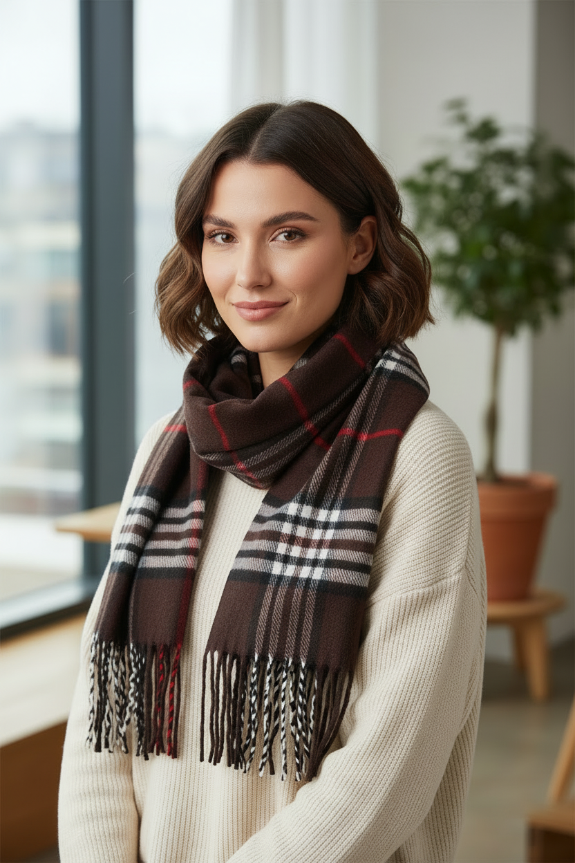 Plaid Scarf for Men & Women – Soft Lightweight Rayon Scarf