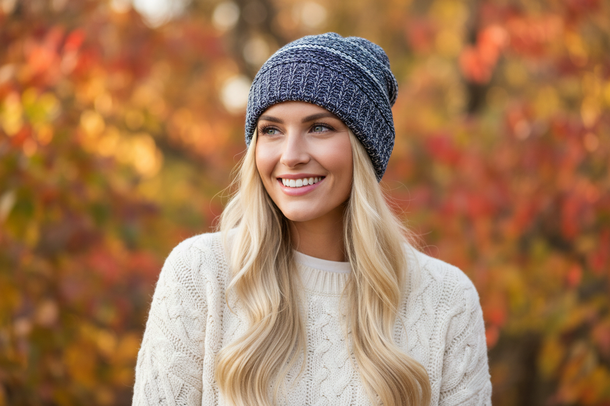 Women's Cable Knit Ponytail Beanie – Warm Winter Hat
