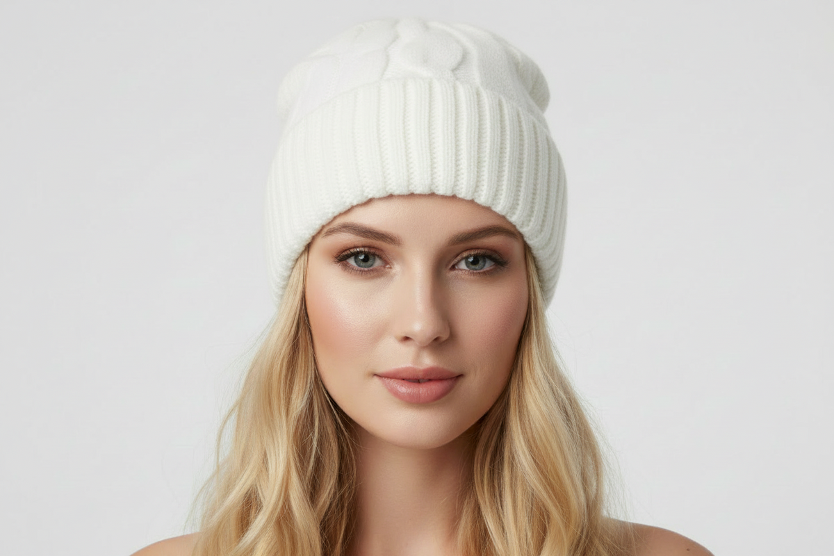 Women's Cable Knit Ponytail Beanie – Warm Winter Hat
