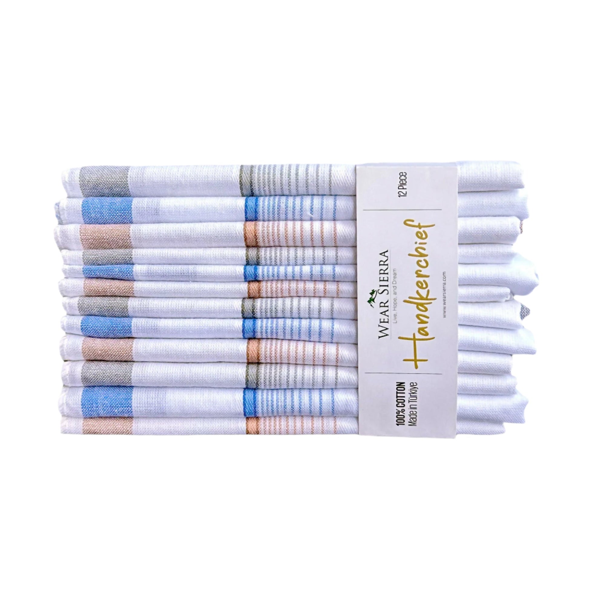 Premium Men’s Handkerchiefs – 100% Turkish Cotton (12-Pack) Soft, All-Cotton Hankies for Dad, Grandad and Mom - Wear Sierra