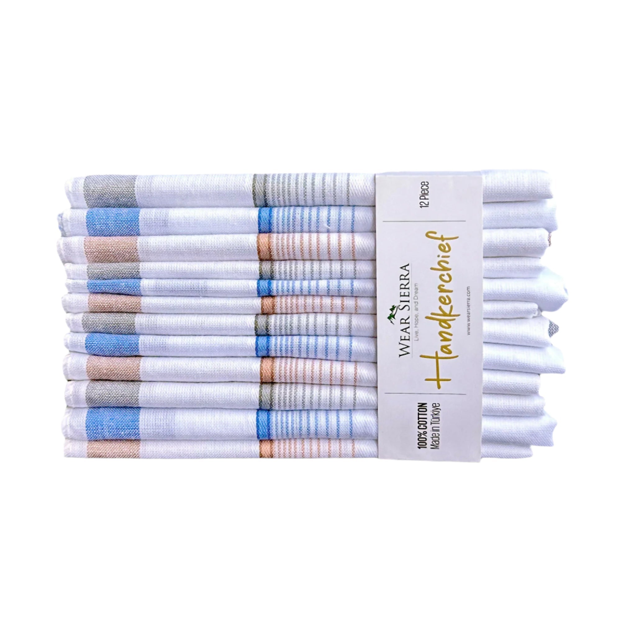 Premium Men’s Handkerchiefs – 100% Turkish Cotton (12-Pack) Soft, All-Cotton Hankies for Dad, Grandad and Mom - Wear Sierra