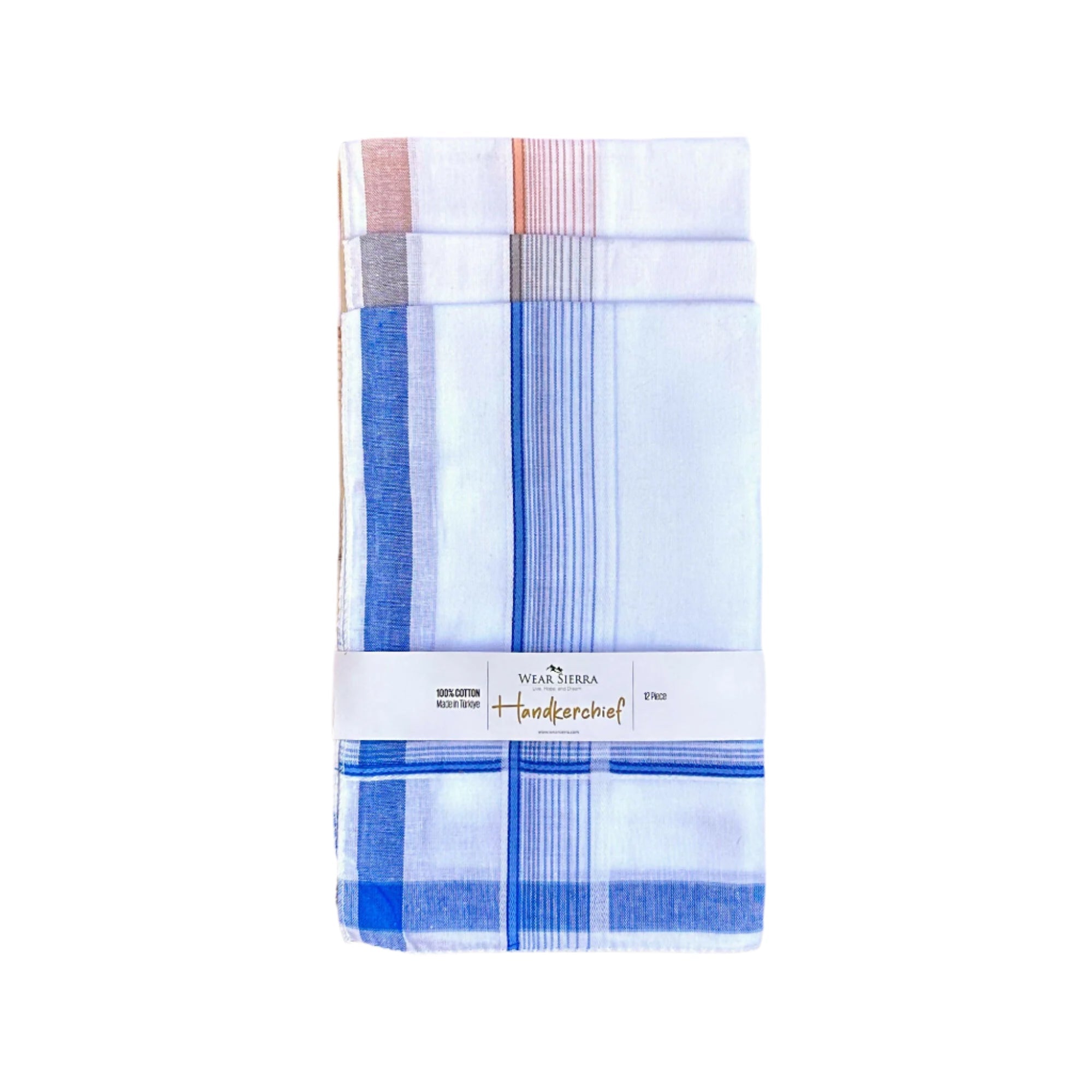 Premium Men’s Handkerchiefs – 100% Turkish Cotton (12-Pack) Soft, All-Cotton Hankies for Dad, Grandad and Mom - Wear Sierra