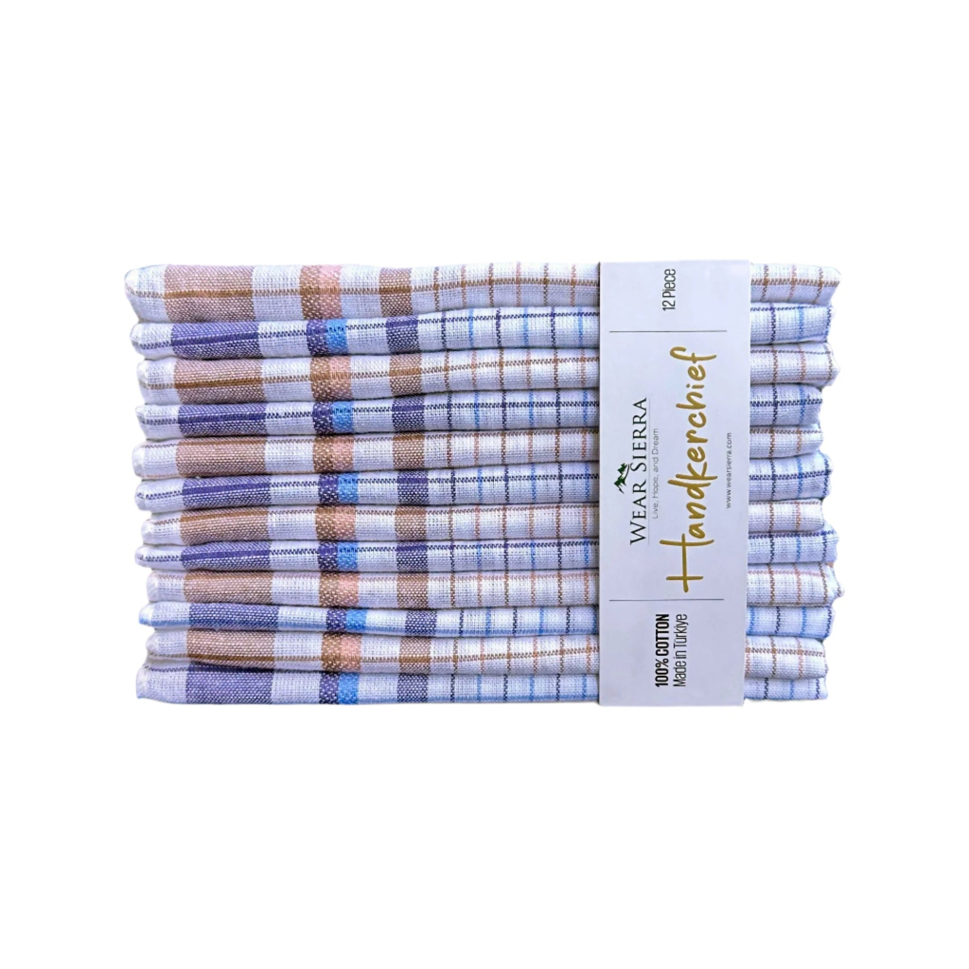 Premium Men’s Handkerchiefs – 100% Turkish Cotton (12-Pack) Soft, All-Cotton Hankies for Dad, Grandad and Mom - Wear Sierra