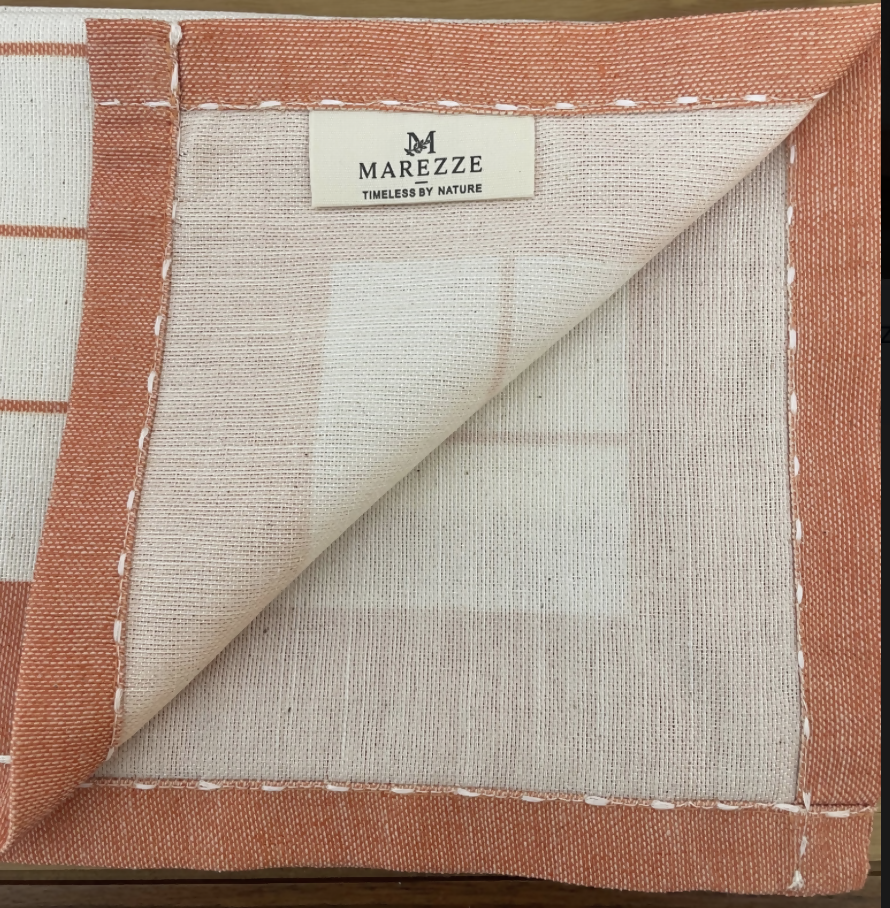 Yellow & Ivory Striped Water-Repellent Turkish Cotton Table Runner – Coastal & Timeless Style