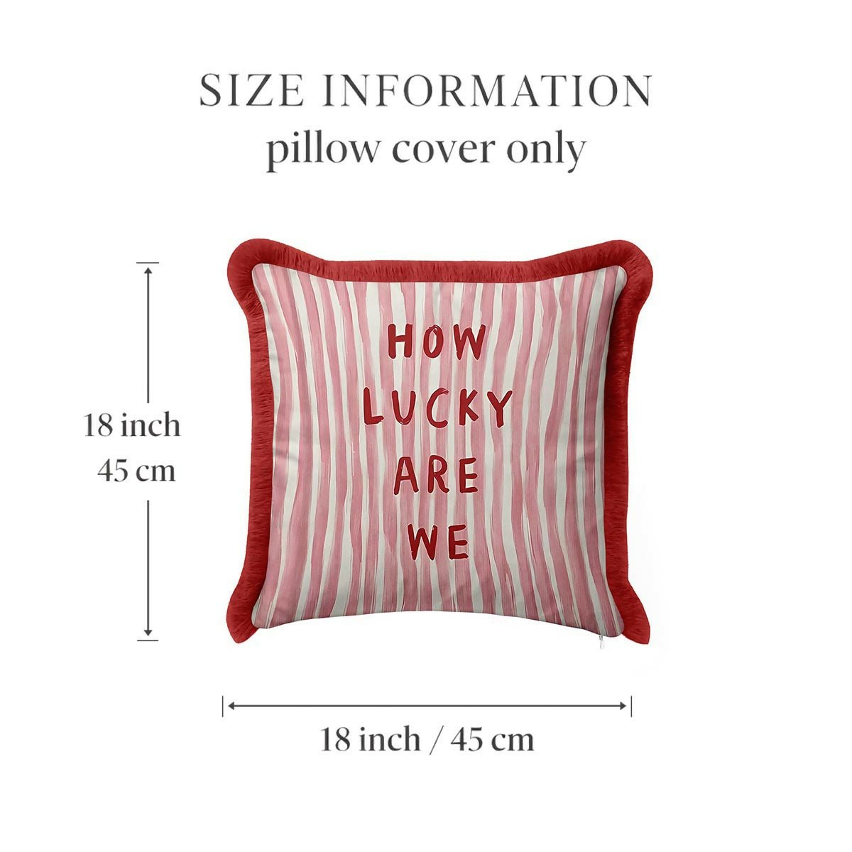 Red and White Striped Fringed Cushion Cover Set of 2 | Modern Tasselled Throw Pillow Cover - Wear Sierra