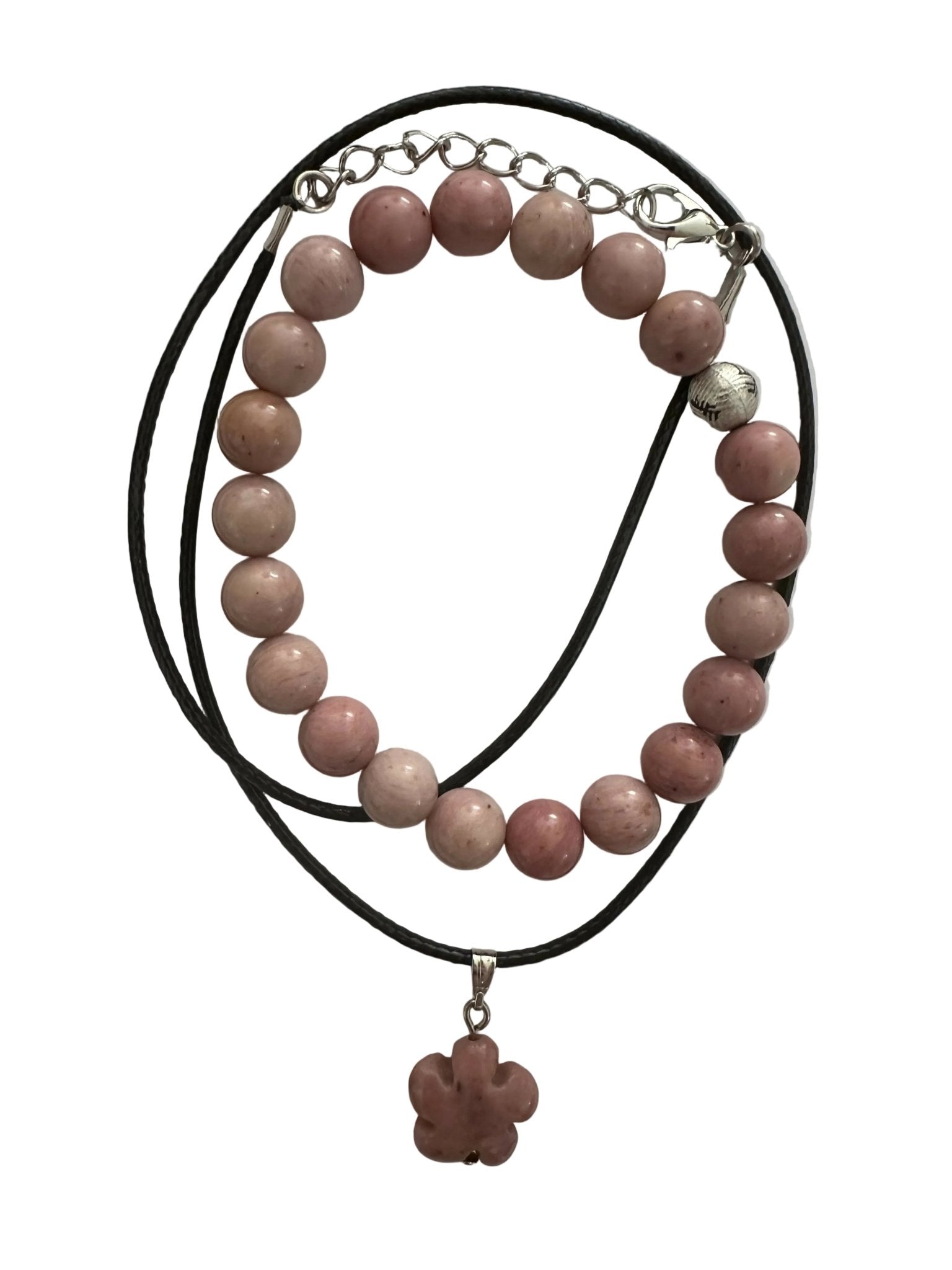 Rhodonite Natural Stone Bracelet with Matching Necklace - Wear Sierra