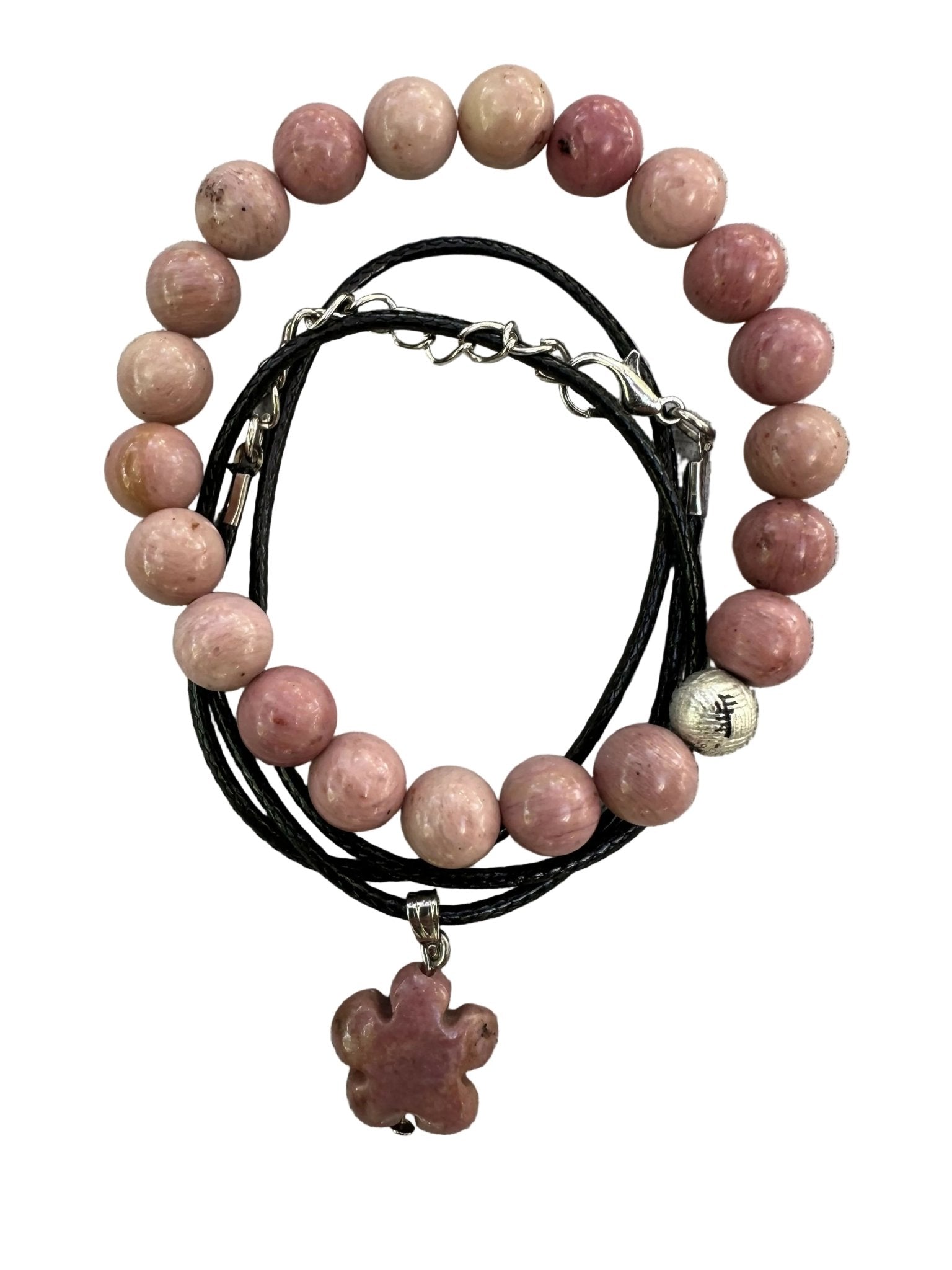 Rhodonite Natural Stone Bracelet with Matching Necklace - Wear Sierra