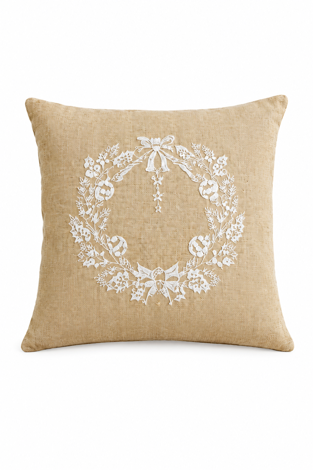Rustic Bell and Wreath Christmas Pillow Cover