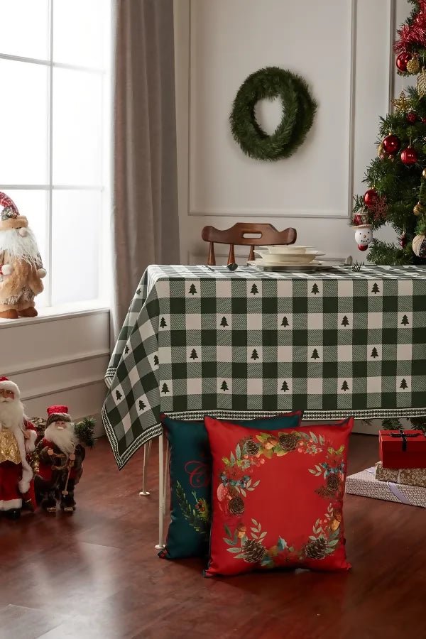 Rustic Themed Green Checkered Pine Tablecloth - Wear Sierra