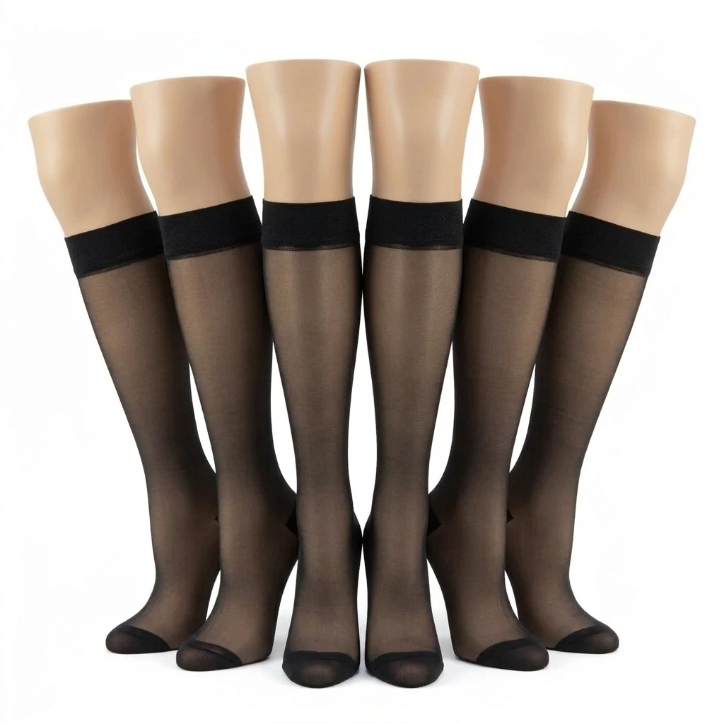Women's Sheer Knee High Stockings – 6-Pair Pack
