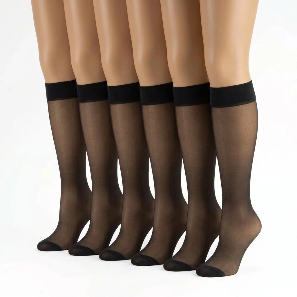 Women's Sheer Knee High Stockings – 6-Pair Pack
