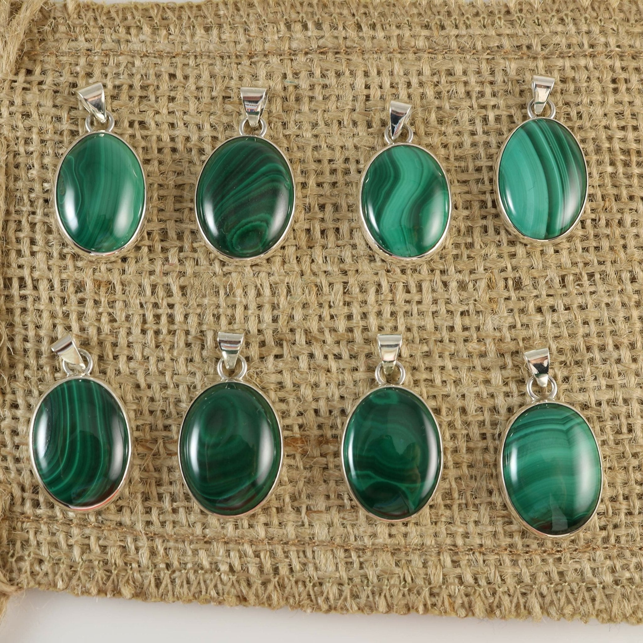 Sterling Silver .925 Natural Oval Green Malachite 18mmx25mm Handmade Pendant for Women - Wear Sierra