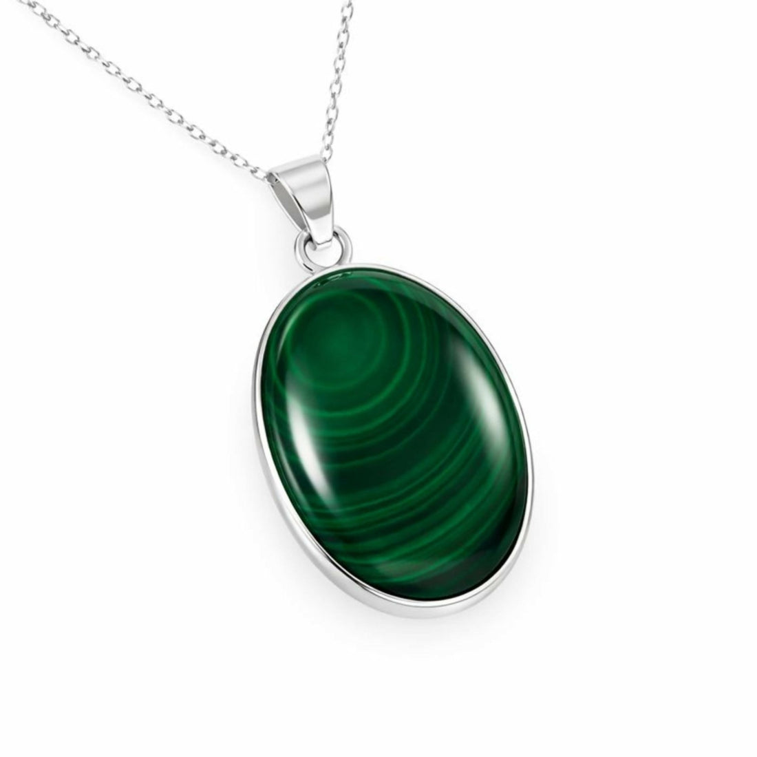 Sterling Silver .925 Natural Oval Green Malachite 18mmx25mm Handmade Pendant for Women - Wear Sierra