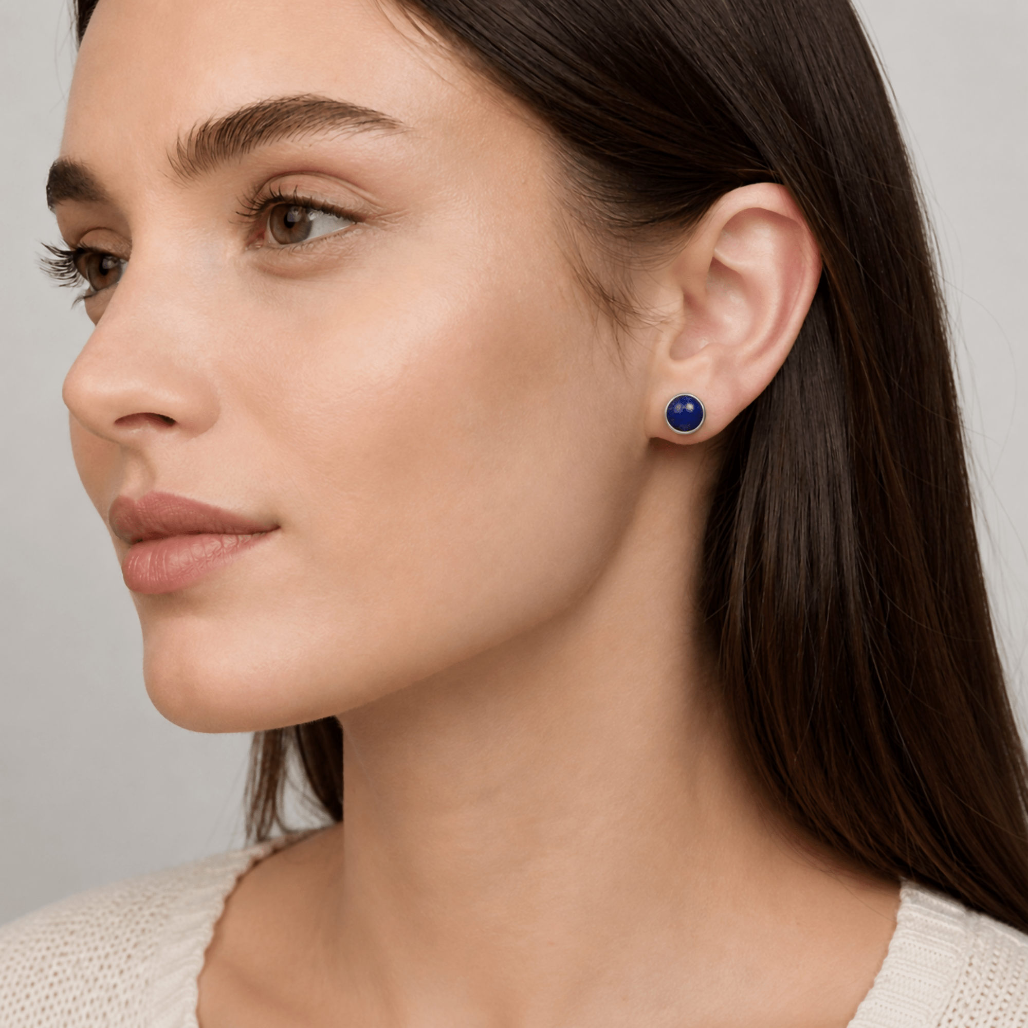 Sterling Silver .925 Navy Blue Lapis Lazuli 9mm Round Handmade Stud Earrings for Women and Men - Wear Sierra